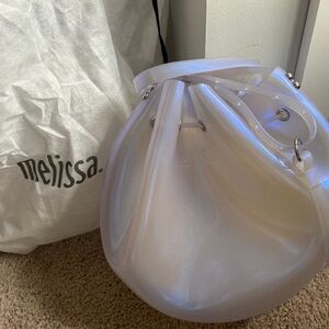 Melissa Iridescent Pearl White Mini Drawstring Bag